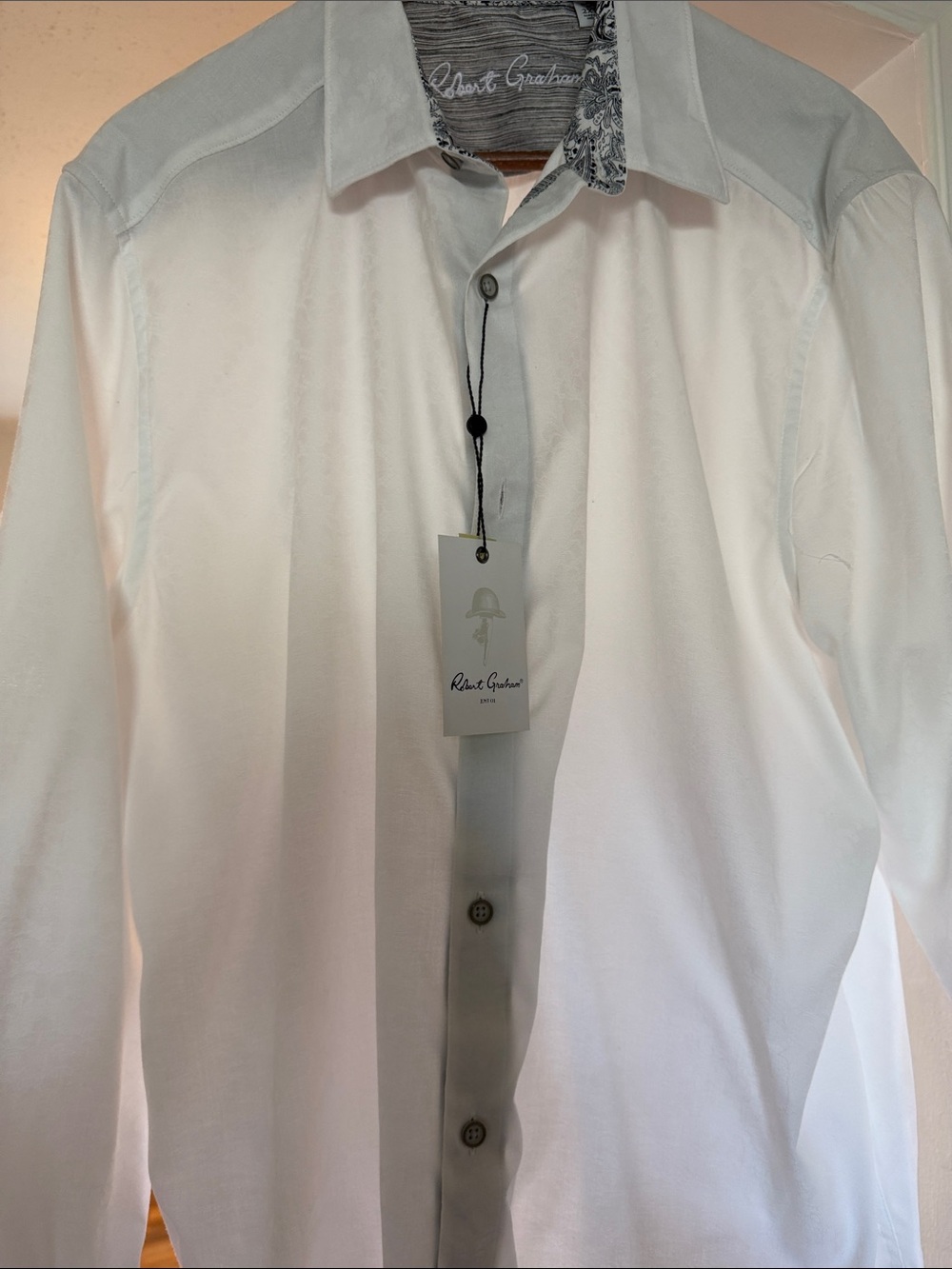 Robert Graham White Dress Shirt with Light Gray Trim